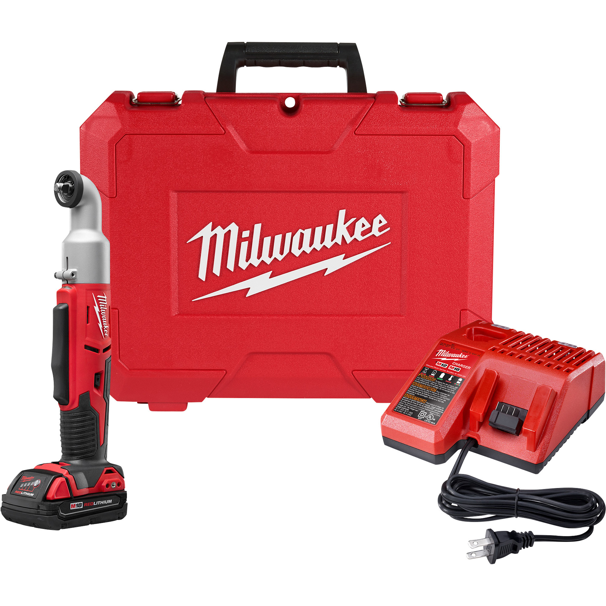 Milwaukee M18 Cordless Right Angle Impact Driver Kit, 3/8in. Chuck, 60 Ft.-Lbs. Torque, 1 Battery, Model# 2668-21CT